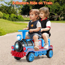 INFANS 2-Seater Kids Ride on Train Trackless, 12V Battery Powered Electric Toy with Train Whistle, Music, LED Lights, 2 Speeds, Soft Start, Gift for Toddlers Boys Girls