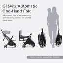 INFANS Ultra-Compact Fold Airplane Ready Travel Stroller, One-Hand Gravity Fold Near Flat Recline Seat