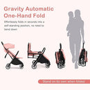 INFANS Ultra-Compact Fold Airplane Ready Travel Stroller, One-Hand Gravity Fold Near Flat Recline Seat