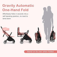 INFANS Ultra-Compact Fold Airplane Ready Travel Stroller, One-Hand Gravity Fold Near Flat Recline Seat