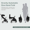 INFANS Ultra-Compact Fold Airplane Ready Travel Stroller, One-Hand Gravity Fold Near Flat Recline Seat