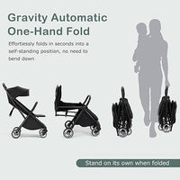 INFANS Ultra-Compact Fold Airplane Ready Travel Stroller, One-Hand Gravity Fold Near Flat Recline Seat