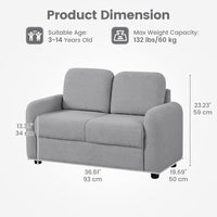 INFANS Kids Sofa, 2 Seat Soft Thick Upholstered Couch with Plush Fabric Solid Wooden Frame, Armrest Chair Lounge for Playroom Kids Boys Girls