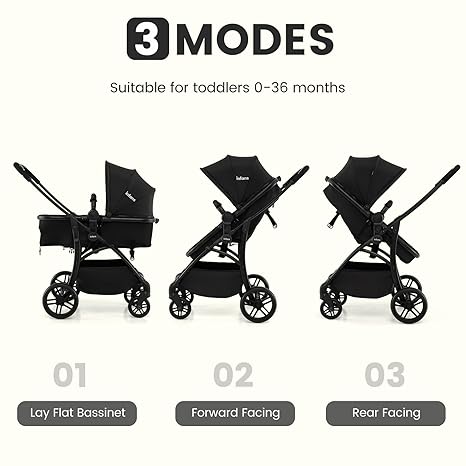 INFANS 2 in 1 Baby Stroller, Convertible Stroller with Reversible Seat Adjustable Backrest Canopy One Hand Fold