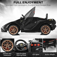 INFANS 12V Licensed Lamborghini Sian Kids Ride on Car with Parent Remote Control, Electric Toy Roadster Carbon Fiber Textured