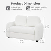 INFANS Kids Sofa, 2 Seat Soft Thick Upholstered Couch with Plush Fabric Solid Wooden Frame, Armrest Chair Lounge for Playroom Kids Boys Girls