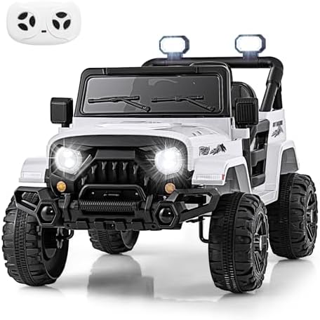 INFANS Ride on Truck, 12V Battery Powered Electric Vehicle for Kids with Remote Control, Bluetooth, Power Display, LED Lights