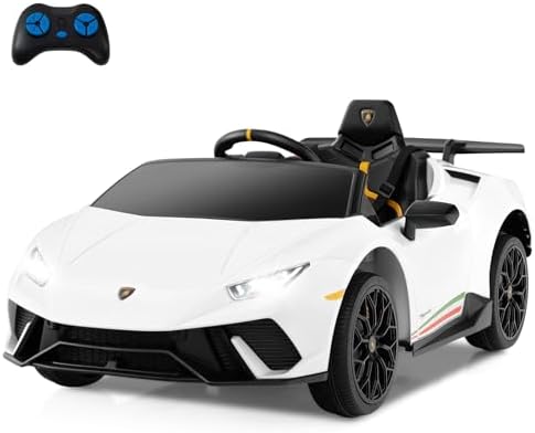 INFANS Licensed Lamborghini Huracan Ride on Car, 12V Kids Electric Vehicle Battery Powered Toy with Remote Control