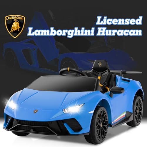 INFANS Licensed Lamborghini Huracan Ride on Car, 12V Kids Electric Vehicle Battery Powered Toy with Remote Control