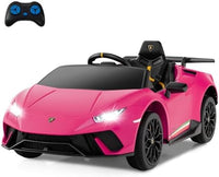 INFANS Licensed Lamborghini Huracan Ride on Car, 12V Kids Electric Vehicle Battery Powered Toy with Remote Control