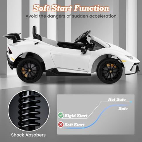 INFANS Licensed Lamborghini Huracan Ride on Car, 12V Kids Electric Vehicle Battery Powered Toy with Remote Control