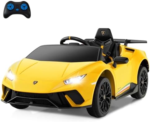 INFANS Licensed Lamborghini Huracan Ride on Car, 12V Kids Electric Vehicle Battery Powered Toy with Remote Control