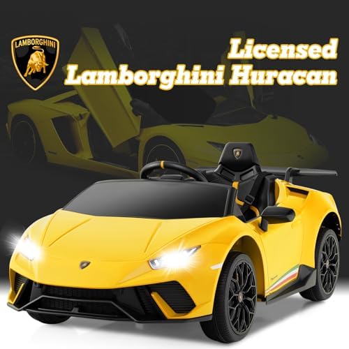 INFANS Licensed Lamborghini Huracan Ride on Car, 12V Kids Electric Vehicle Battery Powered Toy with Remote Control