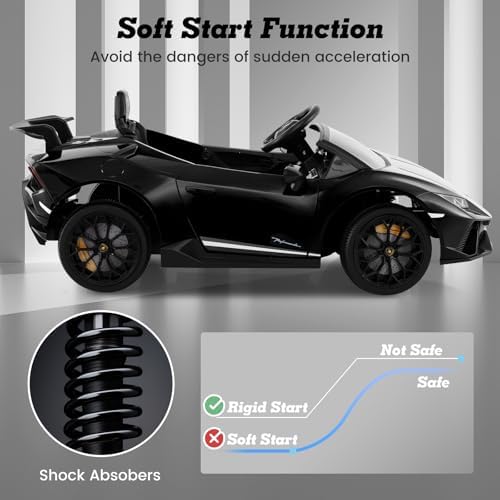 INFANS Licensed Lamborghini Huracan Ride on Car, 12V Kids Electric Vehicle Battery Powered Toy with Remote Control