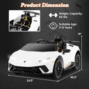 INFANS Licensed Lamborghini Huracan Ride on Car, 12V Kids Electric Vehicle Battery Powered Toy with Remote Control
