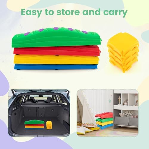 INFANS Kids Balance Beam Stepping Stones Set, 20 PCS Montessori Obstacle Course for Toddler Indoor Outdoor