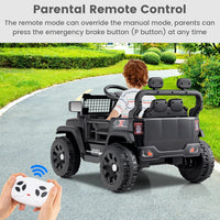INFANS 12V Ride On Truck, Battery Powered Electric Vehicle for Kids with Remote Control, Foldable Reflective Mirror, Spring Suspension, Music, LED Lights, Ride on Toy for 3+ Boys Girls