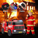 INFANS 12V Ride on Fire Truck with Water Gun, Tank, Megaphone, Siren, Alarm Lamps, Shovel, Remote Control, Music, Aged 3+ Years