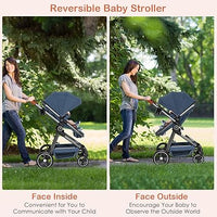 INFANS 2 in 1 High Landscape Convertible Baby Stroller, Newborn Reversible Bassinet Pram, Foldable Pushchair with Adjustable Canopy, Aluminum Structure, 5-Point Harness for Infant & Toddler