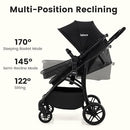 INFANS 2 in 1 Baby Stroller, Convertible Stroller with Reversible Seat Adjustable Backrest Canopy One Hand Fold