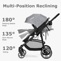 INFANS 2 in 1 Baby Stroller, High Landscape Infant Stroller & Reversible Bassinet Pram, Foldable Pushchair with Adjustable Canopy