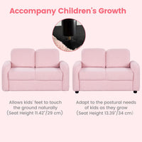 INFANS Kids Sofa, 2 Seat Soft Thick Upholstered Couch with Plush Fabric Solid Wooden Frame, Armrest Chair Lounge for Playroom Kids Boys Girls