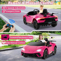 INFANS Licensed Lamborghini Huracan Ride on Car, 12V Kids Electric Vehicle Battery Powered Toy with Remote Control