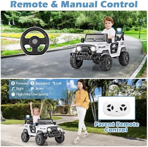INFANS Ride on Truck, 12V Battery Powered Electric Vehicle for Kids with Remote Control, Bluetooth, Power Display, LED Lights