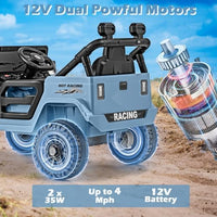 INFANS Ride on Truck, 12V Battery Powered Electric Vehicle for Kids with Remote Control, Bluetooth, Power Display, LED Lights