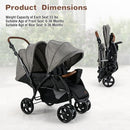 INFANS Double Stroller, Foldable Baby Tandem Stroller with Djustable Backrest Canopy Footrest