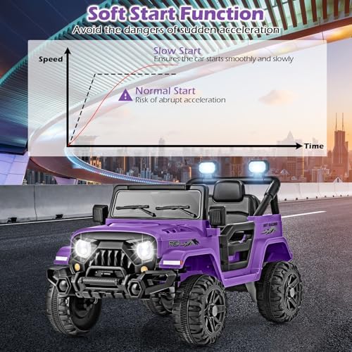 INFANS Ride on Truck, 12V Battery Powered Electric Vehicle for Kids with Remote Control, Bluetooth, Power Display, LED Lights