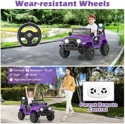 INFANS Ride on Truck, 12V Battery Powered Electric Vehicle for Kids with Remote Control, Bluetooth, Power Display, LED Lights