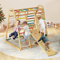 INFANS 8 in 1 Climbing Toys for Toddlers, Kids Wood Montessori Climber Playset, Indoor Playground Jungle Gym