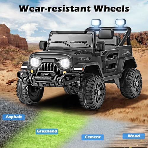 INFANS Ride on Truck, 12V Battery Powered Electric Vehicle for Kids with Remote Control, Bluetooth, Power Display, LED Lights