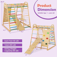 INFANS 8 in 1 Climbing Toys for Toddlers, Kids Wood Montessori Climber Playset, Indoor Playground Jungle Gym