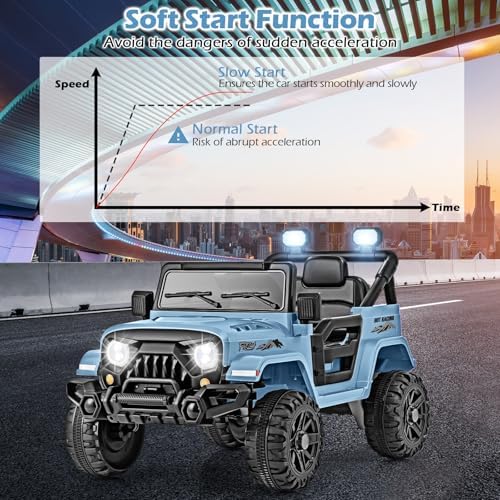 INFANS Ride on Truck, 12V Battery Powered Electric Vehicle for Kids with Remote Control, Bluetooth, Power Display, LED Lights