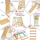 INFANS 8 in 1 Climbing Toys for Toddlers, Kids Wood Montessori Climber Playset, Indoor Playground Jungle Gym