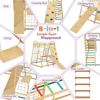 INFANS 8 in 1 Climbing Toys for Toddlers, Kids Wood Montessori Climber Playset, Indoor Playground Jungle Gym