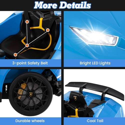 INFANS Licensed Lamborghini Huracan Ride on Car, 12V Kids Electric Vehicle Battery Powered Toy with Remote Control