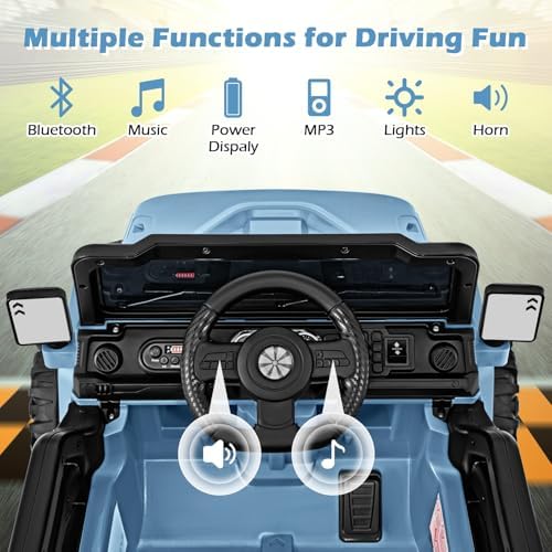 INFANS Ride on Truck, 12V Battery Powered Electric Vehicle for Kids with Remote Control, Bluetooth, Power Display, LED Lights