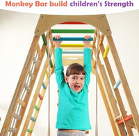 INFANS 8 in 1 Climbing Toys for Toddlers, Kids Wood Montessori Climber Playset, Indoor Playground Jungle Gym