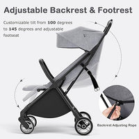 INFANS Ultra-Compact Fold Airplane Ready Travel Stroller, One-Hand Gravity Fold Near Flat Recline Seat