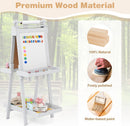 INFANS Easel for Kids, 3 in 1 Adjustable Painting Art Board, Foldable Double-Sided Wooden Drawing Chalkboard Magnetic Whiteboard with Paper Roll, Storage Rack, Cups for Boy Girls