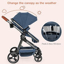 INFANS 2 in 1 High Landscape Convertible Baby Stroller, Newborn Reversible Bassinet Pram, Foldable Pushchair with Adjustable Canopy, Aluminum Structure, 5-Point Harness for Infant & Toddler