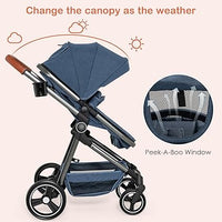INFANS 2 in 1 High Landscape Convertible Baby Stroller, Newborn Reversible Bassinet Pram, Foldable Pushchair with Adjustable Canopy, Aluminum Structure, 5-Point Harness for Infant & Toddler