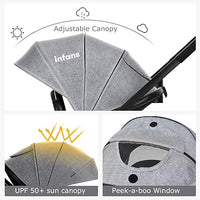 INFANS 2 in 1 Baby Stroller, High Landscape Infant Stroller & Reversible Bassinet Pram, Foldable Pushchair with Adjustable Canopy