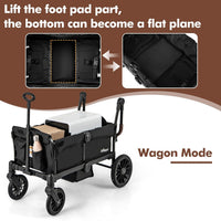 INFANS Wagon Stroller for 2 Kids, Collapsible Adjustable Push Pull Handle Bar, 2 Seater Stroller Wagon