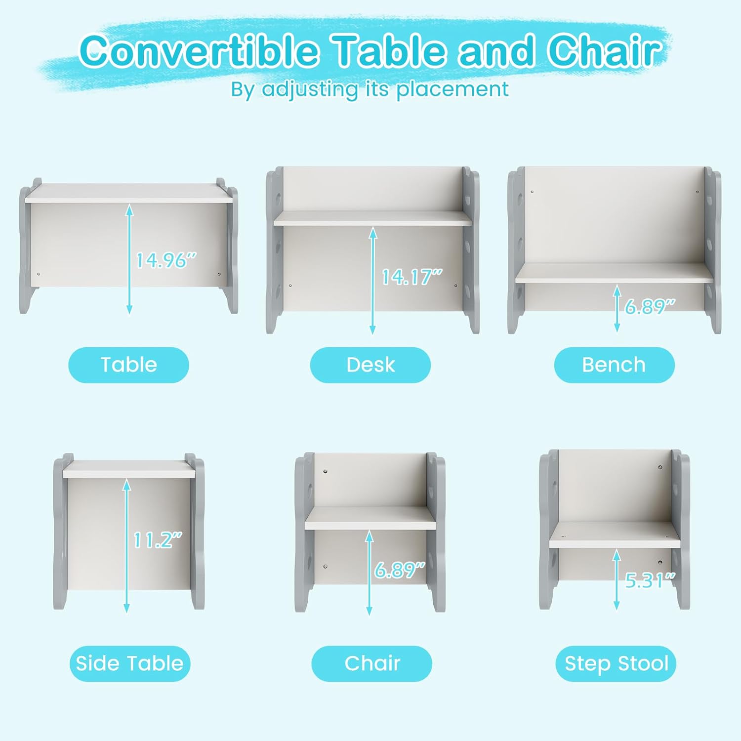 INFANS Kids Table and Chair Set, Toddler 3-Piece Activity Table with 2 Chairs for Building Block Drawing Reading Eating Art Crafts, Children Montessori Furniture for Playroom Kindergarten