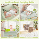 INFANS Baby Changing Table with Wheels, Portable Folding Diaper Station Nursery Organizer with Safety Belt