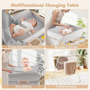 INFANS Baby Changing Table with Wheels, Portable Folding Diaper Station Nursery Organizer with Safety Belt